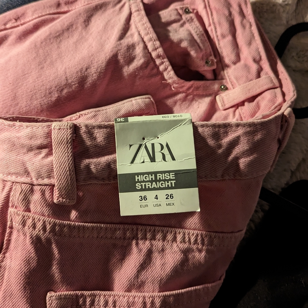 NWT pink Zara high rise jeans size 4